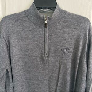 Peter Millar Heather Gray Zip-Up Sweater with logo